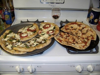 'Two pizzas sitting on top of a stove top oven' - one
of the images this AI managed to caption successfully