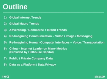 The broad range
      of topics touched on in the KPCB report