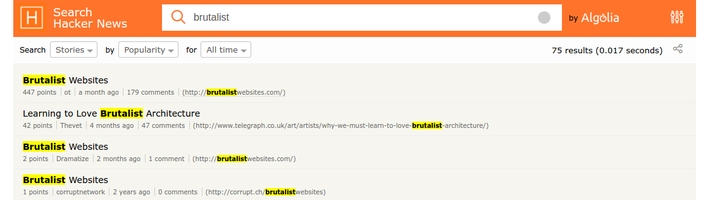 Hacker News - the brutalist 'trend' launchpad