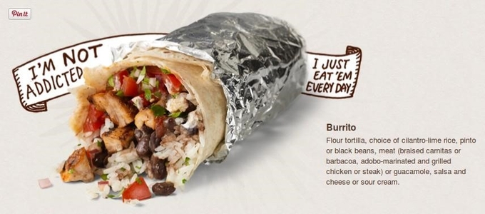 Chipotle burrito presentation