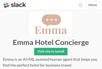 Emma Hotel Concierge - an example of Slack’s approach to chatbots