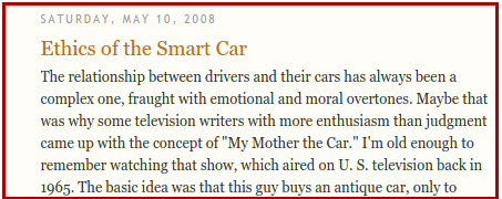 Ethics of the smart car: the screenshot of the title and a couple of sentences