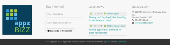 Footer design on Appzbizz.com