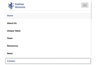 DuKlaw Ventures fully responsive website being viewed from a smaller display