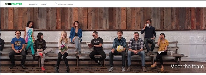 Caption from Kickstarter.com - long horizontal photo / video showing team