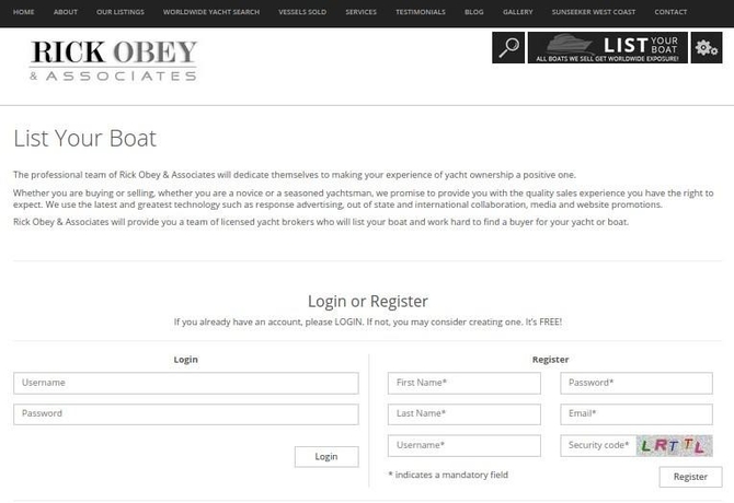 List your boat form on Rick Obey & Associates