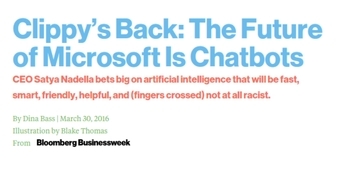 Screenshot from Dina Bass’ post in Bloomberg Businessweek about
      Microsoft and chatbots