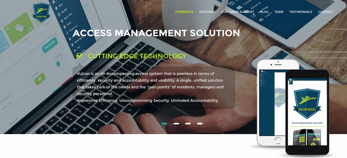 Vulcan website homepage, designed by ke Solutions