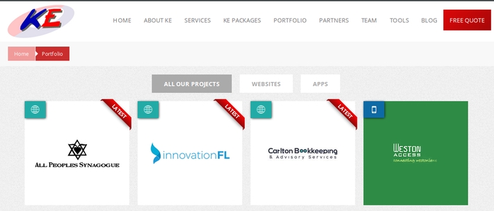 ke Solutions latest additions to the portfolio: Carlton Bookkeeping,
Innovation Florida and All Peoples Synagogue websites