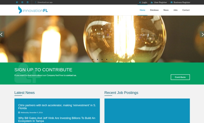 Innovation Florida - a modern website for a multi-location, multi-disciplined
start-up incubator / accelerator targeting life sciences, big data, human capital enterprise, and FinTech