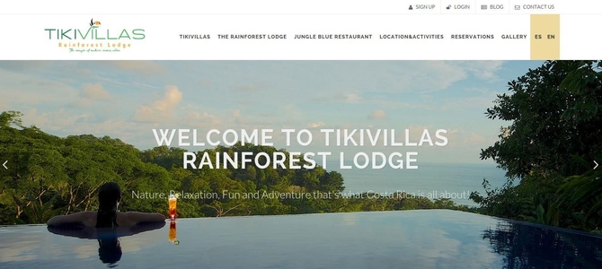 A screen capture of the re-designed Tikivillas homepage