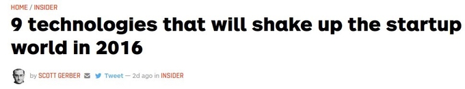 Screen capture with Scott Gerber post about 2016 disruptive tech