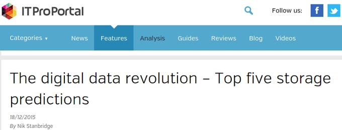 Screenshot from ITProPortal of the recent
post on '2016 predictions' signed by Nik Stanbridge