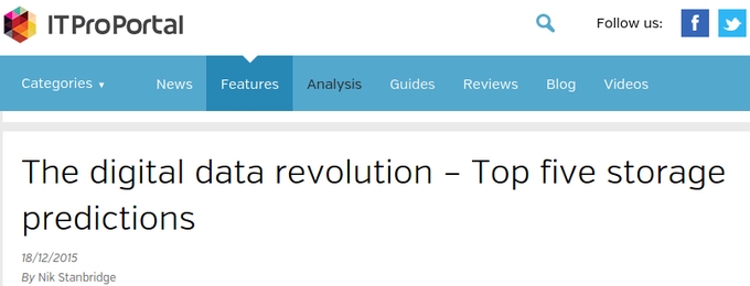 Screenshot from ITProPortal of the recent
  post on '2016 predictions' signed by Nik Stanbridge