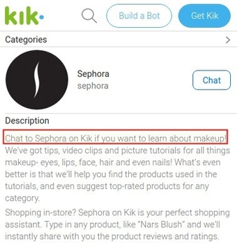 Sephora - the makeup assistant from Kik