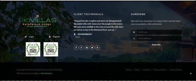 The footer we introduced to Tikivillas website