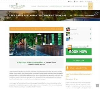 The new version of the page detailing
  information about the location of the rainforest lodge and the activities available